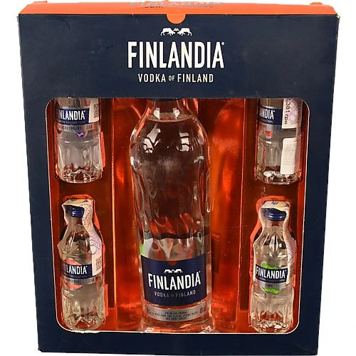 Подарунковий набір горілки Finlandia 0.5л + 4 мініатюри
