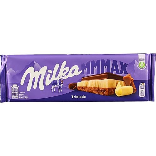 Шоколад Мілка 280г тришаровий молочний білий шоколад з вмістом какао продуктів 45