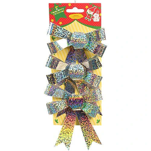 Бант голографічний срібний 3 шт