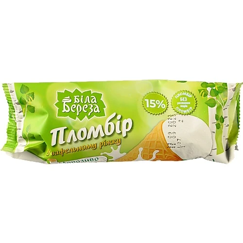 Морозиво Белая бяроза 90г пломбір цукровий ріжок