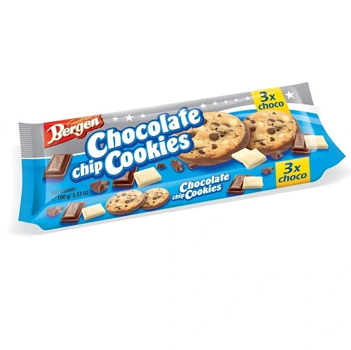 Печиво Bergen Cookies 100г з потрійним шоколадом