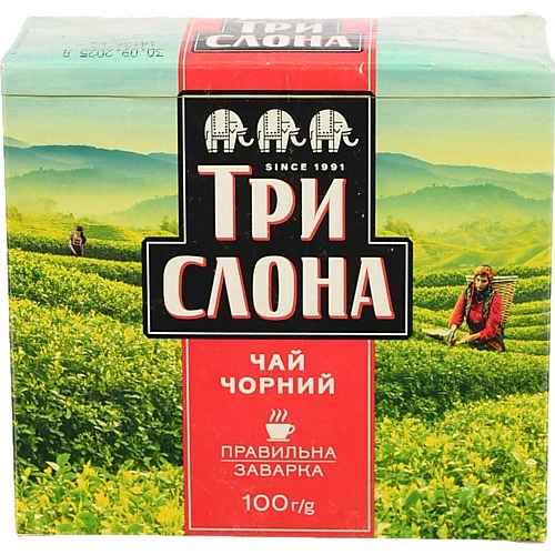 Чай Три Слона 100г чорний листовий