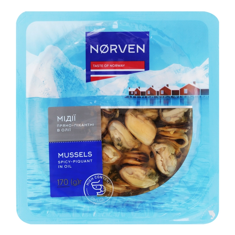 Мідіі Norven 170г пряно пікантні в маслі