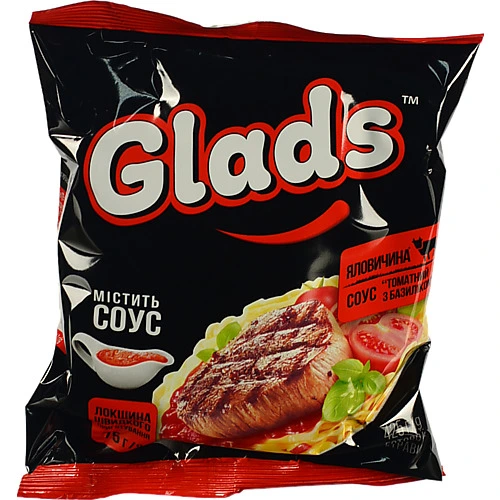 Локшина Glads 75г яловичина соус томатний з базиліком