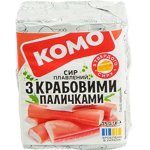 Сир пл. Комо 75г 35% з крабовими паличками брикет