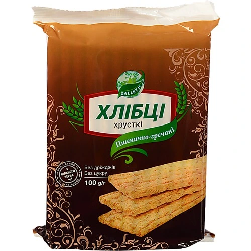Хлібці Galleti 100г луганці пшениця гречка хрусткі