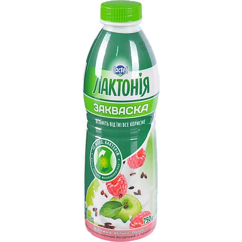 Закваска Лактонія 750г 1.5% малина яблуко льон з пребіотиком лактулози пет