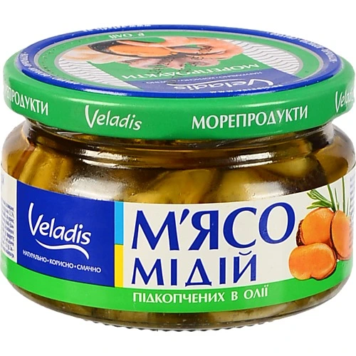 М'ясо мідії Veladis 200г підкопченні в олії