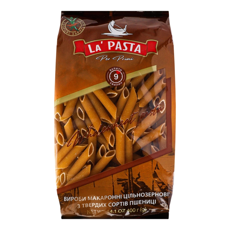 Макарони  La Pasta 400г пера цільнозернові