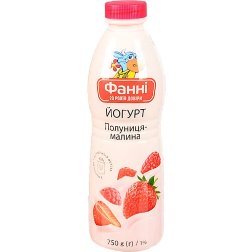 Йогурт Фанні 750г 1% полуниця малина пет.