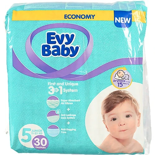 Підгузки Evy Baby 30шт джунiор 4 11-25кг