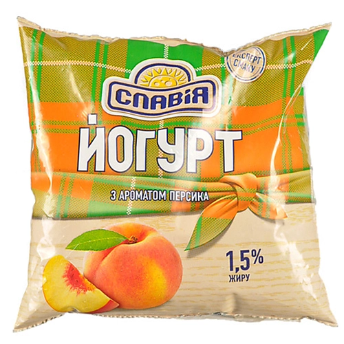 Йогурт Славія 400г 1.5% персик п.е
