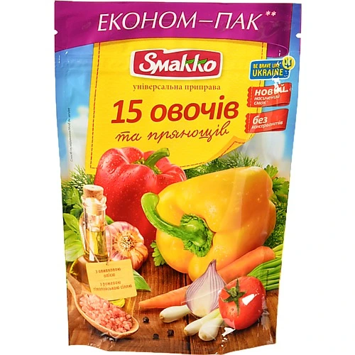 Приправа Smakko 160г 15 овочей та прянощiв
