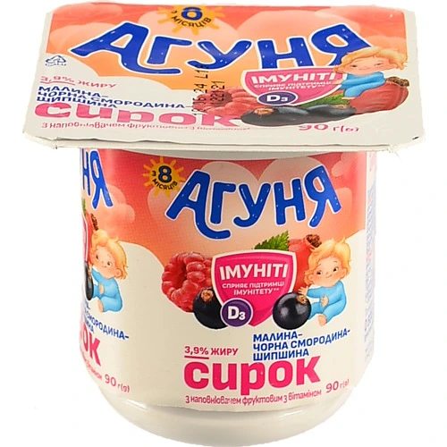 Сирок Агуня 90г 3.9% імуніті малина смородина шипшина