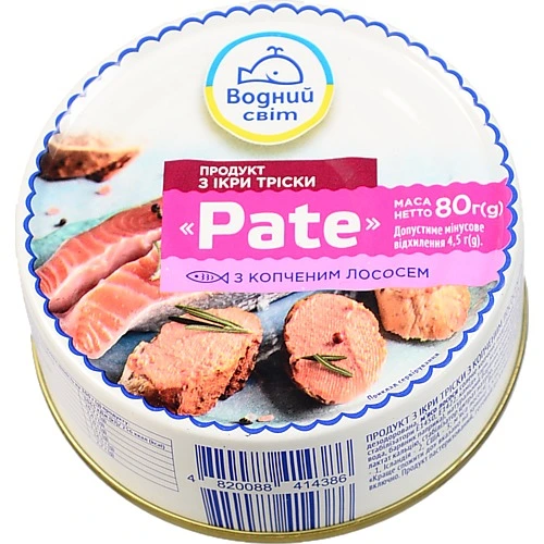 Продукт з ікри тріски Pate 80г копчений лосось