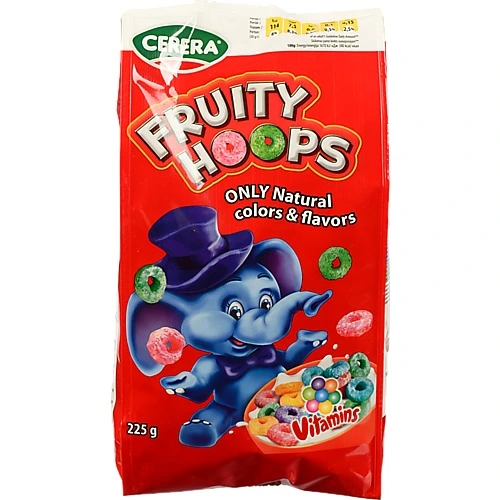 Готовий сніданок Cerera 225г fruity hoops різнокольорові