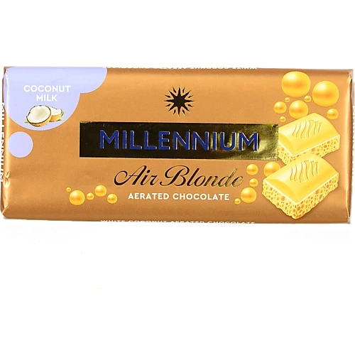 Шоколад Millennium 85г blonde coconut білий пористий