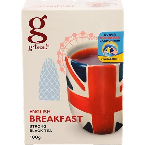 Чай чорний байховий листовий English breakfast G'tea! к/у 100г