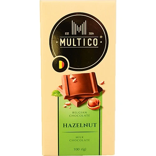 Шоколад бельгійський Multico 100г шматочки фундука молочний