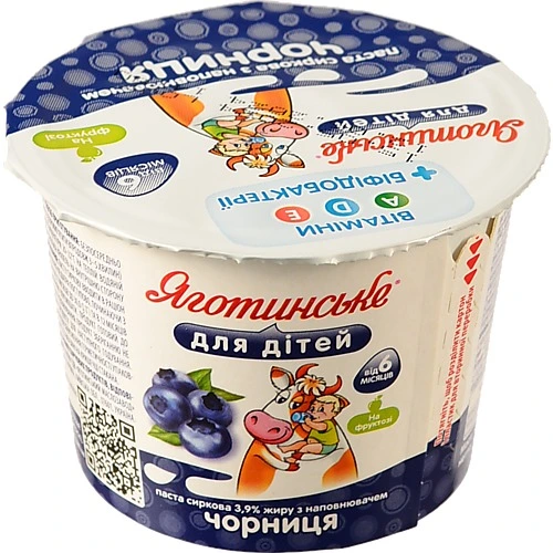 Паста сиркова Яготинське д.дітей  90г 3.9% чорниця