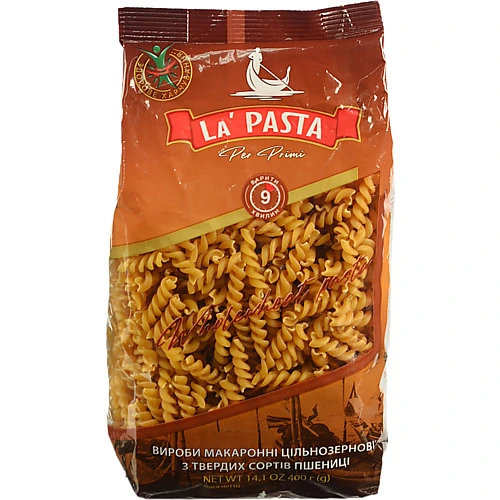 Макарони  La Pasta 400г спіральки цільнозернові