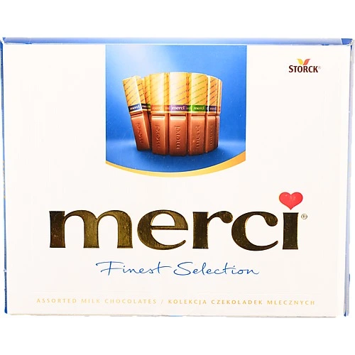 Цукерки 4 сорти молочного шоколаду Merci 250г