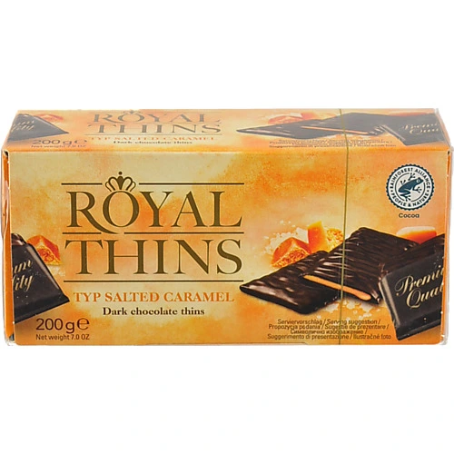 Цукерки шоколадні Royal Thins 200гр карамель морська сіль