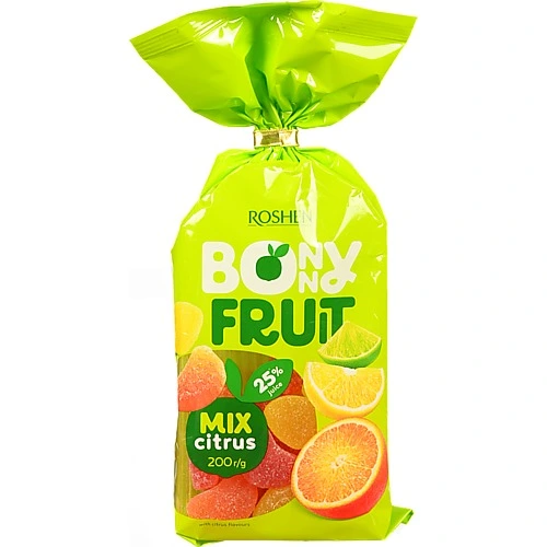 Цукерки жувальні Рошен 200г Bonny Fruit цитрусовий мiкс