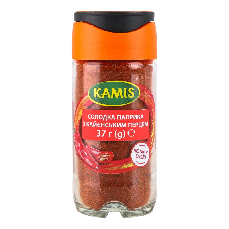 Паприка Kamis 37г солодка з кайєнським перцем скло