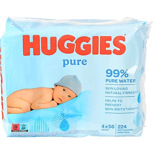 Серветки вологі Huggies pure 56x4