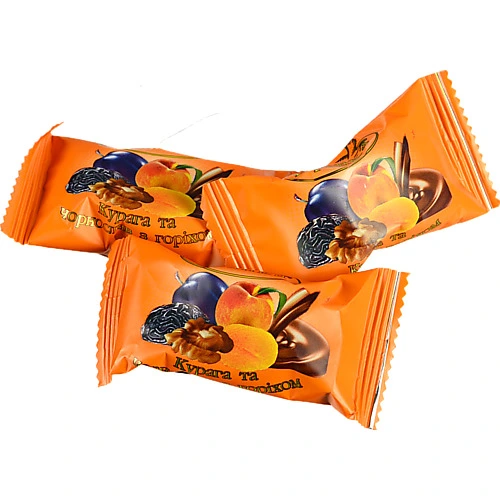 Цукерки Бранка з курагою, чорносливом та волоським горіхом у шоколадній глазурі