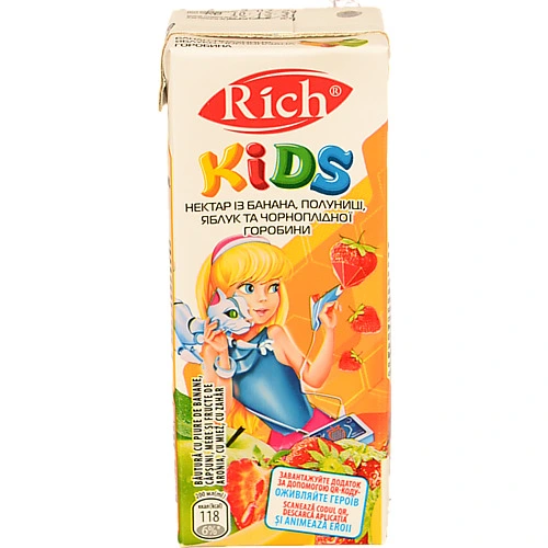 Нектар Річ 0.2л кідс банан полуниця яблуко