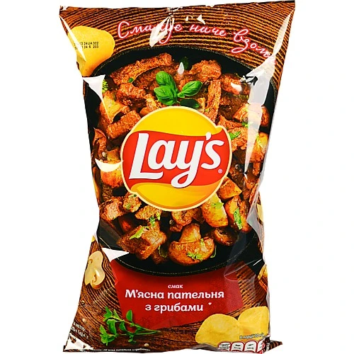 Чiпси Lays 120г м`ясна пательня з грибами