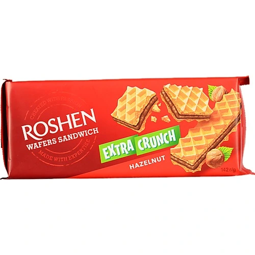 Вафлі Roshen 142г wafers sandwich crunch горіх