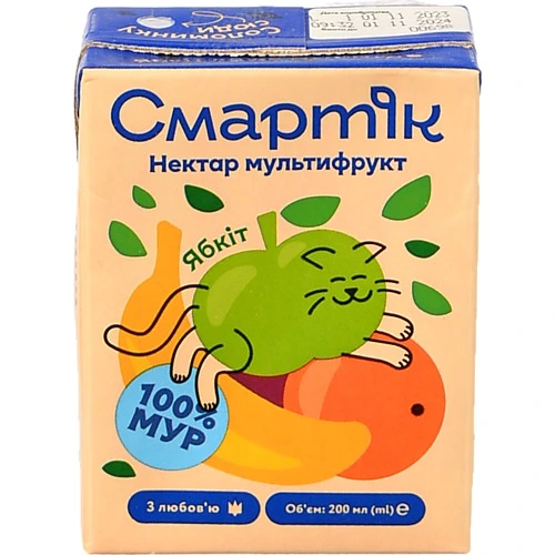 Нектар Смартік 200мл мультифрукт з м'якоттю та цукром