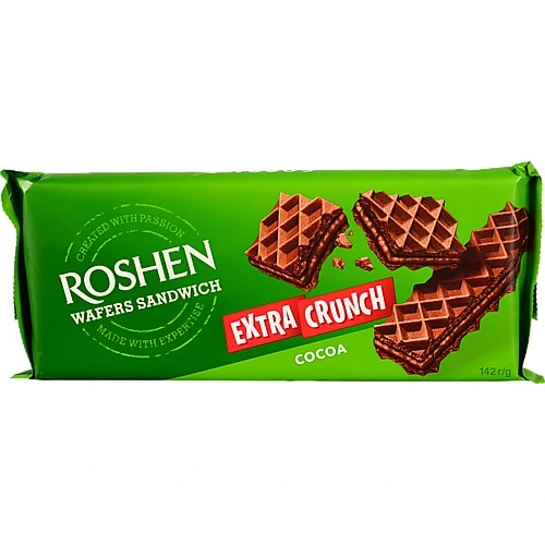 Вафлі Roshen 142г wafers sandwich crunch шоколад