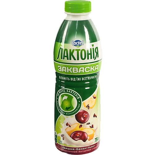 Закваска Лактонія 750г 1.5% вишня банан льон пет