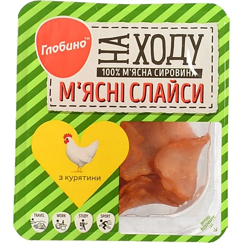 Мясні слайси  Глобино з курятини 50гр в.г с.к газ.пак.