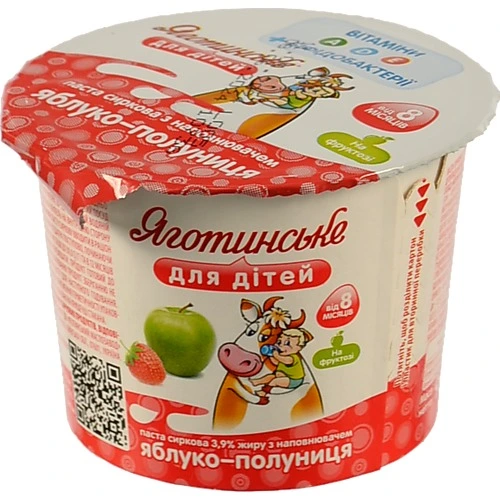 Паста сиркова Яготинське д.дітей  90г 3.9% яблуко полуниця