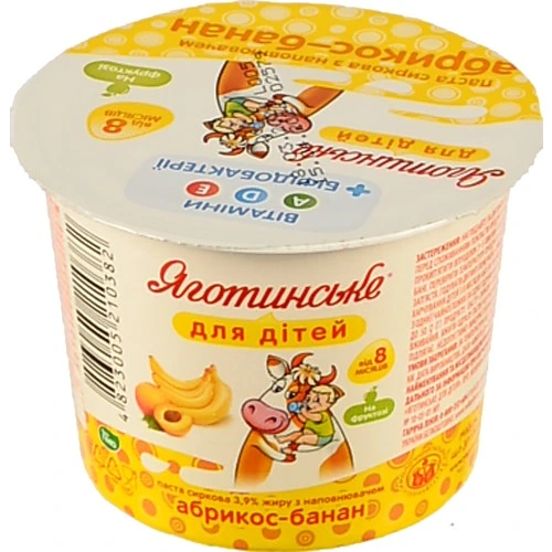 Паста сиркова Яготинське 90г 3.9% абрикос банан
