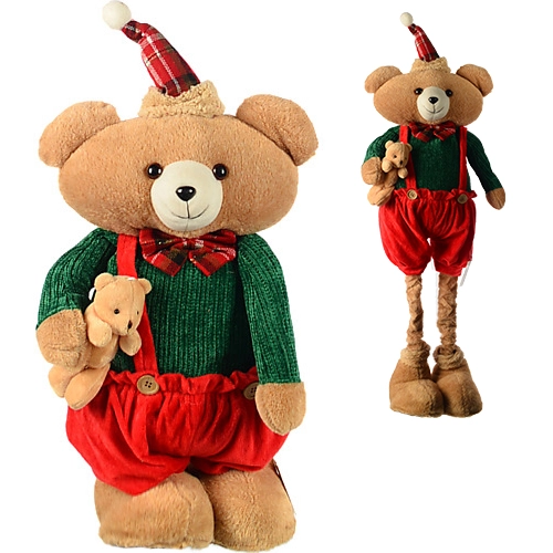 Декор новорічний телескопічний Ведмідь-хлопчик 70-100см