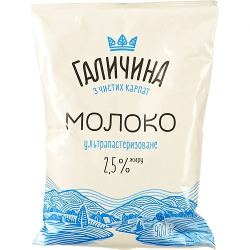 Молоко Галичина 900мл 2.5% т.ф