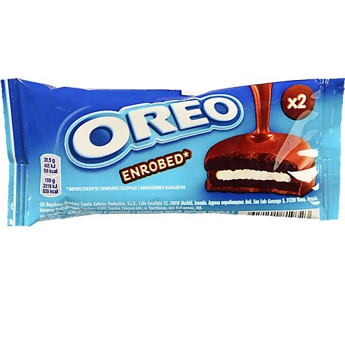 Печиво з какао та начинкою із ванільним смаком вкрите глазур'ю з какао Oreo м/у 2х20.5г