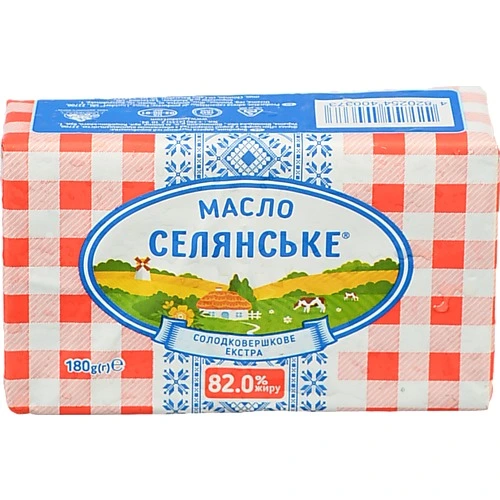 Масло Селянське 180г 82% солодковершкове екстра