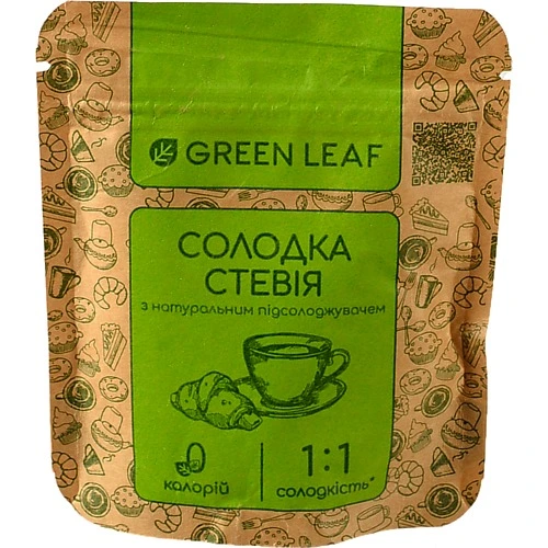 Стевія Green Leaf 100г солодка 1:1 д.п