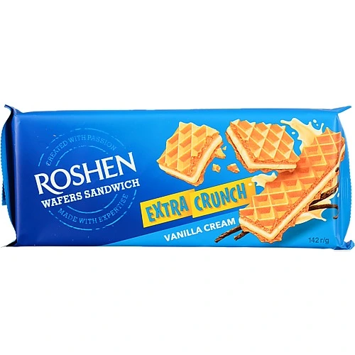 Вафлі Roshen 142г wafers sandwich crunch ваніль