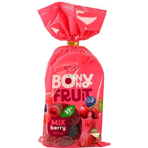 Цукерки жувальні Рошен 200г Bonny Fruit ягiдний мiкс
