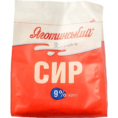 Сир кисломолочний Яготинський 350г 9% пакет
