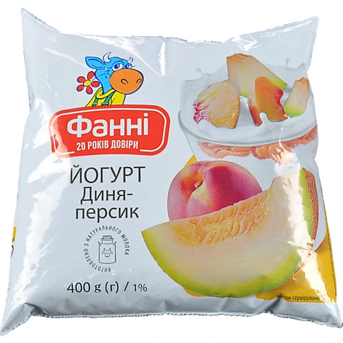 Йогурт Фанні 400г 1 диня персик пл