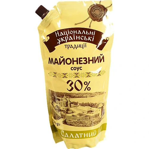 Соус майонезний Національні украЇнські традиціЇ 500г салатний 30%